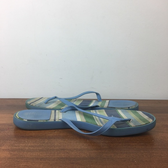 Coach Linette Women's Flip Flop Thong Sandals Blue Leather Stripes Size 7M. - Picture 7 of 12